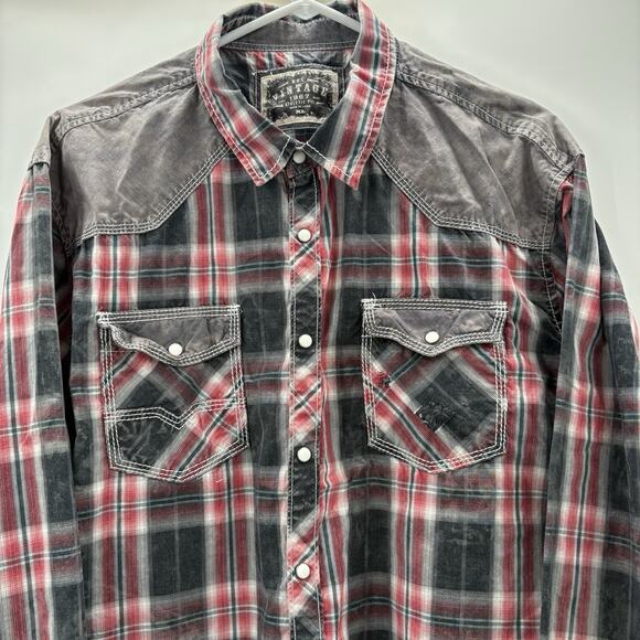 BKE Other - BKE Vintage Shirt Mens XL Plaid Western Pearl Snap Athletic Fit Cowboy